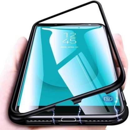 Alment Back Cover for Redmi Note 9 ,Magnetic Metal Bumper Cover with Only Back Side Tempered Glass(No Front Glass)