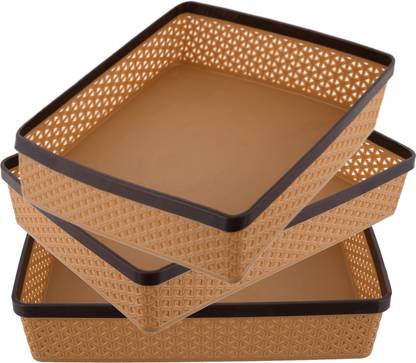 KUBER INDUSTRIES 3 Compartments Plastic Desk Organizers