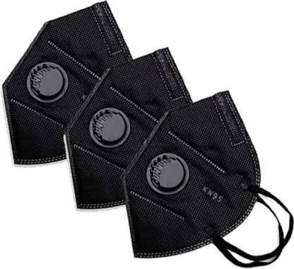 ZEDOFF mask respirator Black KN95 mask reusable N95 mask washable Respirator Pollution Breathable KN95 mask Face Mask Respirator for Men Women Kids 5 Layers Protection Reusable (Black, Free Size, Pack of 3)