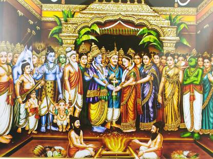 SAI BALAJI ACRALICS Tirupati balaji kalyanam artprint with photo frame (8 Inch x 12 Inch ) Digital Reprint 14 inch x 10 inch Painting