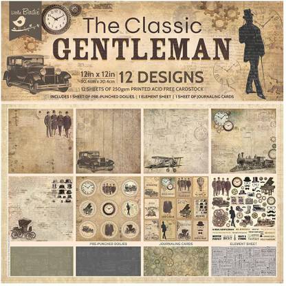 ITSY Bitsy The Classic Gentleman 12 Sheet Paper Pack 12in x 12in, 250gsm Theme,  Scrapbook Kit