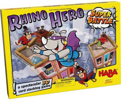 HABA Rhino Hero Super Battle - A Turbulent 3D Stacking Game Fun for All Ages [CAT_5468] Party & Fun Board Game