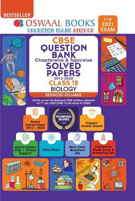 Oswaal Cbse Question Bank Class 12 Biology, Chapterwise & Topicwise Solved Papers, (Reduced Syllabus) (for 2021 Exam)