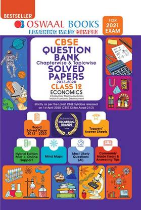 Oswaal Cbse Question Bank Class 12 Economics, Chapterwise & Topicwise Solved Papers, (Reduced Syllabus) (for 2021 Exam)