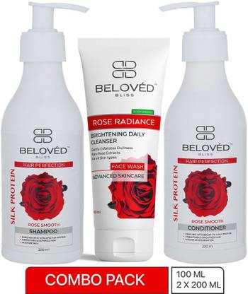 Beloved Bliss Luxurious Silk Protein Shampoo & Conditioner for Smooth & Silky Hair with Skin Lightening Face Wash