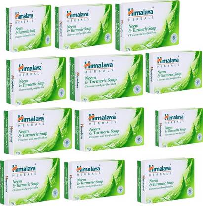 HIMALAYA Herbals Neem and Turmeric Soap, 75gm (Pack of 12 )