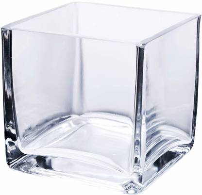 MAGICMOON Square / Cube Glass Vase for Indoor Decoration - Clear, 4 Inches (Pack of 1) Glass Vase
