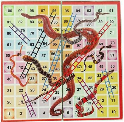 KRISHNA GIFT STORE KGS 2 in1 Ludo, Snakes & Ladders Best Size Laminated Hard Board Family Entertainer Multi Color (Color and Design May Vary.) Party & Fun Board Game