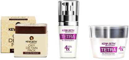 Keyaseth Oxy De Tan Pack (50 gm)- Tetra Serum (30 ml)- Tetra Cream (45 gm) (Pack of 3)