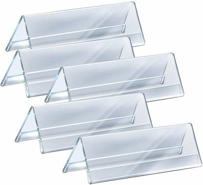 DELITON 2 Compartments acrylic 2 Sided V-Shape Desk Organizer Acrylic Clear Name Plate for Desk for Office Conference, Reusable Business Training Event (12 Inch Lx 2 Inch H (5 Pack)