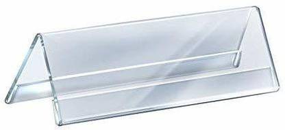 KINJAY Acrylic 2-Sided Display Option V-Shaped Desk Name Plate for Name Clear Name Plate Holder