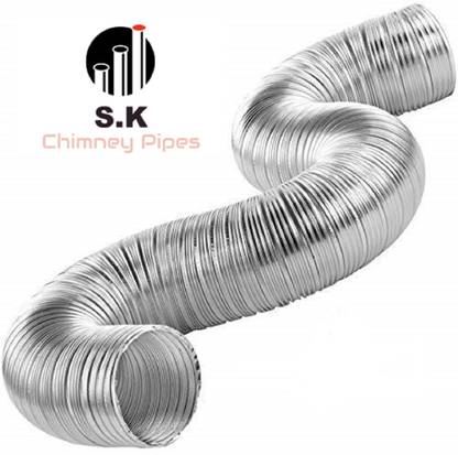 SK S.K 5 Inch Chimney Exhaust Pipe (Flexible Aluminium/Heavy Duty Duct Pipe Upto 10 Feet) with cowl cover included S.K Branded 5 -inch Chimney Exhaust Pipe with Cowl Hose Pipe