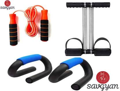 Savgyan Home Gym and Fitness Kit with Push Up Stand, Skipping Rope, D.S Tummy Trimmer Gym Accessories Fitness Accessory Kit Kit