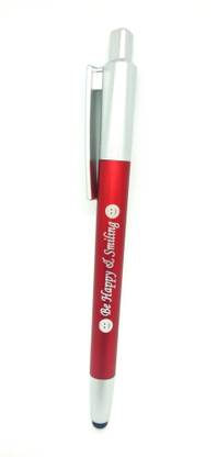 SMART WORLD RED colour LED light in built Ball Pen withstylus for touch screen devices-Very Unique and Royal designed for Gifting with F & Loving & freindship Msg-(BE HAPPY & SMILING) Pen Gift Set