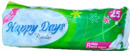 happy days Regular - 8 pads with wings (Pack of 10) Sanitary Pad