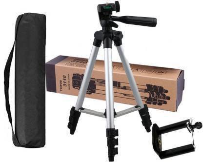 borealis New Collection Tripod Stand 360 Degree 3110 Portable Digital Camera DSLR Mobile Stand Holder Camcorder Tripod Stand Adjustable Head Lightweight Aluminum Flexible Portable Three-way Head tik tok stand Compatible Al Smartphone Best Use for Make Videos on Tiktok,Vigo Video,Snapchat, YouTube Mobile Holder Tripod Kit, Tripod Bracket (Silver, Black, Supports Up to 1500 g) Tripod