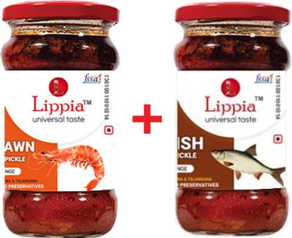 Lippia Prawn(500g) + Korameenu Fish(500g) Tasty & Spicy Pickles Prawn, Fish Murabba