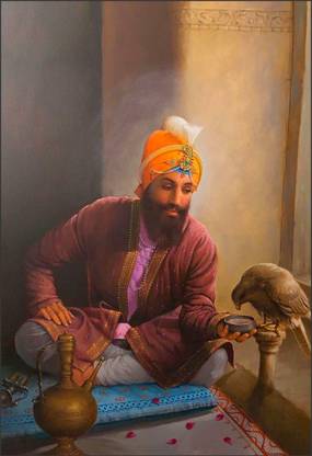 Gobind Sahib Ji & Baaz Paper Print
