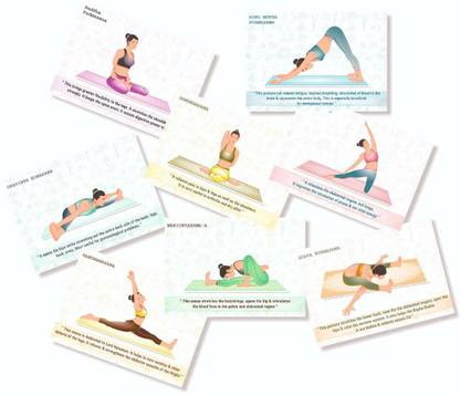 Sitting Position Self Adhesive Yoga Posters - (Paper, A5 Size, 21 x 14.8 x0.1 cm, Multicolour) -Set of 32 Cards (8.3 inch X 5.8 inch) Paper Print