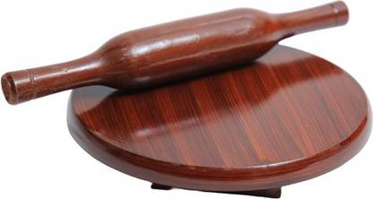 SHT Wooden Chakla Belan Rolling Pin and Board Set(Brown) Rolling Pin & Board