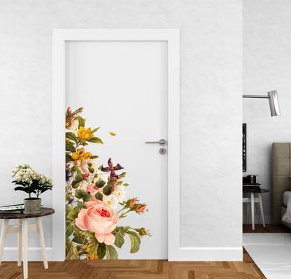 Design Zoo 46 cm Rose Corner Floral Self Adhesive Sticker