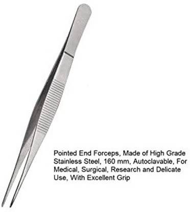 Forgesy Premium Pointed End Forceps, Made of High Grade Stainless Steel Utility Forceps