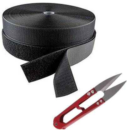 YUVI CREATIONS 24 Mts * 25 Mm ( 1 " ) Width hoop and loop , Colour Black (Black) Sew-on Velcro