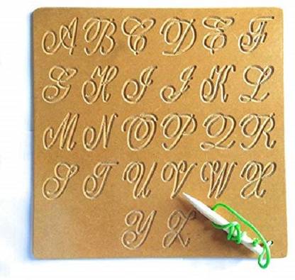 FUTUREZ KEY Capital Alphabet Tracing Cursive Board/ Wooden Writing Practice Boards - Educational Learning Toys for Kids