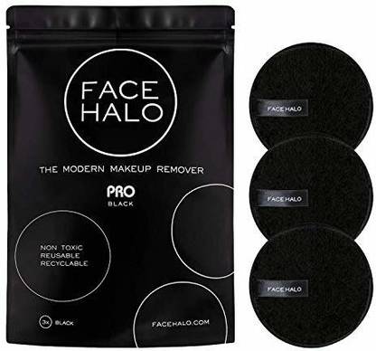 फेस हेलो Reusable Makeup Remover Pads, Round Makeup Remover Pads for Heavy Makeup & Masks - Microfiber Makeup Remover Wipes for Mascara, Eye Shadow, Foundation (PRO - 3 Pack) मेकअप रिमूवर
