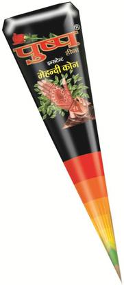 Pushp henna Mehandi Cone (Black Rapper) (pack of 12) Natural Mehendi