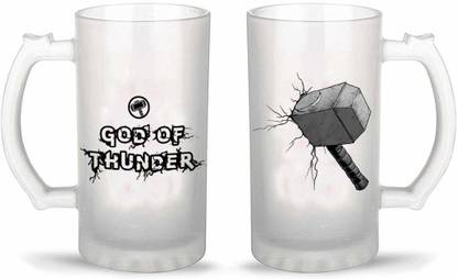 CelfieDesign Frosted Beer 16OZ God of Thunder Marvel Comics Thor Avengers END Game Official Licensed Product Glass Beer Mug