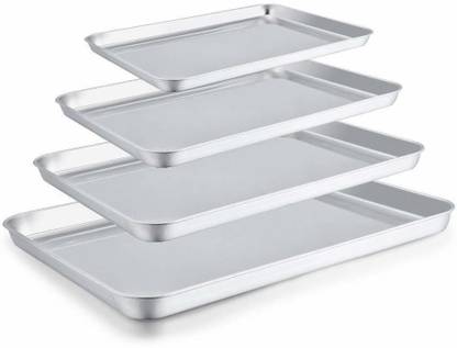JAYCO Baking Sheet Set of 4, Stainless Steel Baking Pan Tray Cookie Sheet Baking Dish