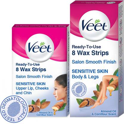Veet Face and Body Waxing Kit for Sensitive Skin Strips