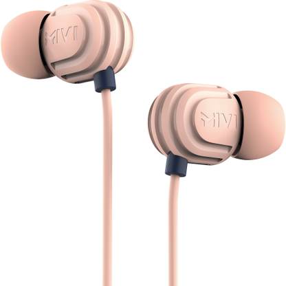 Mivi Rock and Roll W1 Wired Earphones with HD Sound and Powerful Bass with Mic-Champagne Pink Wired