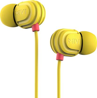 Mivi Rock and Roll W1 Wired Earphones with HD Sound and Powerful Bass with Mic-Yellow Wired