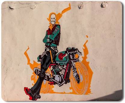 5 ACE Anti skid animated graffiti of ghost rider Printed designer speed Mouse pad for PC/Laptop |7x8.5 Inches Non Slip Base Mousepad