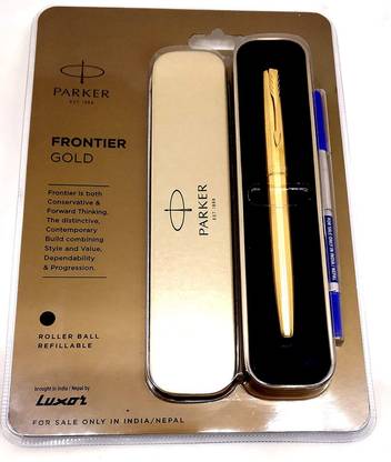 PARKER Frontier Stainless Steel Gold Trim Fountain Pen