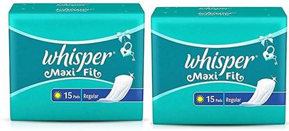 Whisper Maxi Nights Sanitary Pads for Women, Regular 15+15 Napkins Sanitary Pad