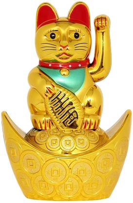 VibeX Plastic Lucky Waving Cat Decorative Showpiece  -  11 cm