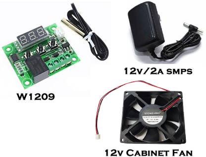 TechWiz W1209 Temprature Sensor & controller With 3'' Exhaust Fan & 12v/2A Pwer Adaptor Temperature Sensor and Controller Electronic Hobby Kit