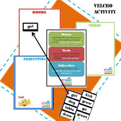 MHT Noun Verb Adjective Sorting Mini Activity Folder