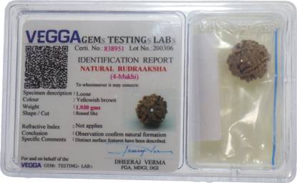 anagha 4 Mukhi/Four Face Natural Rudraaksha with Lab Certificate Wood Pendant