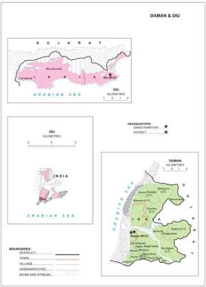 Daman And Diu Map Waterproof Vinyl Sticker Poster || (24X36 inches) can1839-3 Fine Art Print