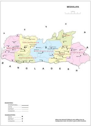 Meghalaya Map Waterproof Vinyl Sticker Poster || (12X18 inches) can1853-1 Fine Art Print