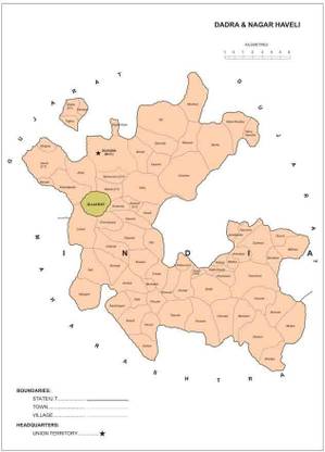 Dadra And Nagar Haveli Map Waterproof Vinyl Sticker Poster || (24X18 inches) can1838-2 Fine Art Print