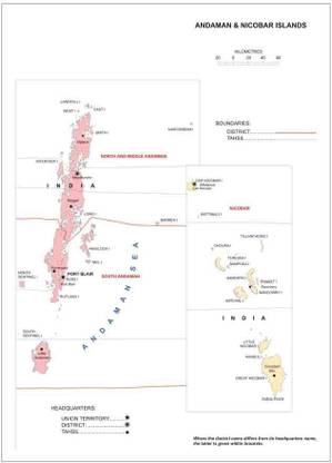 Andaman Nicobar Islands Map Waterproof Vinyl Sticker Poster || (24X36 inches) can1832-3 Fine Art Print