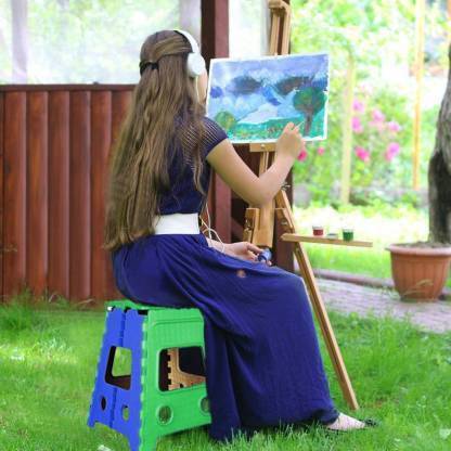 AKR 18 Inches Super Strong Folding Step Stool for Adults and Kids, Kitchen Stepping Stools, Garden Step Stool Kitchen Stool (BLUE , GREEN ) Living & Bedroom Stool (BLUE , GREEN) Living & Bedroom Stool