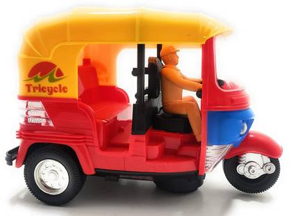 Arc & Alley Auto Rickshaw Toys – Bump & Go Auto Rickshaw Toy with Sound & Flashing Light | Auto Rickshaw Toys for Kids|Boys|Girls