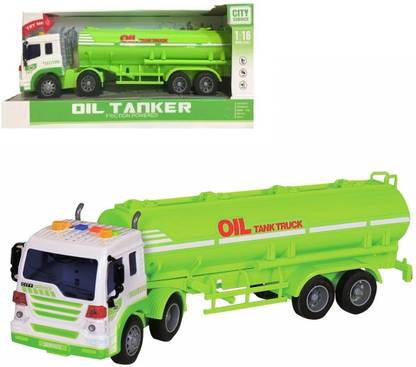IndusBay 1:16 Scale Light and Sound Big Size Oil Tanker Container Truck Toy for Kids 15 Inches 8 Wheel Long Water Hauler Tanker - Green