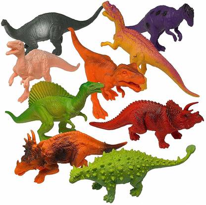 U.R.M. Enterprises Dinosaur Figures Toy Realistic Educational Dinosaur Toys Set, Multicolour ( 9 Pcs )